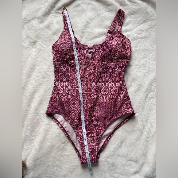 Kona Sol Boho Medallion Printed Pink Maroon One-Piece Swimsuit - Picture 6 of 7